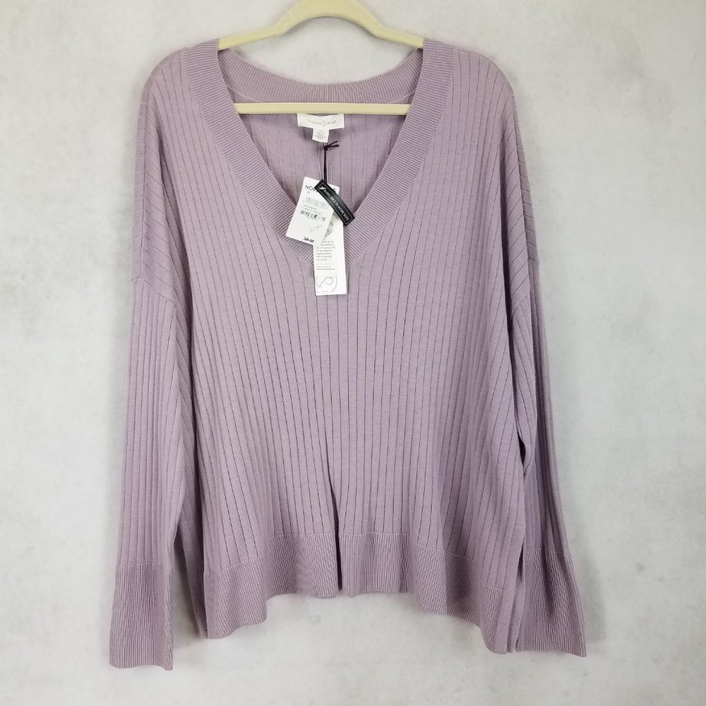 NEW Treasure & Bond Nordstrom 2X V-neck Pullover Sweater in Purple Peace NWT $59